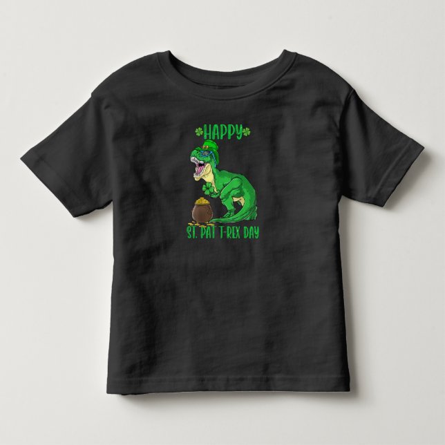 Glad St Pat Trex Dag Dinosaur Bebis St Patricks T Shirt (Framsida)