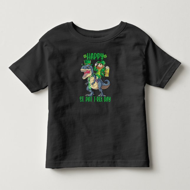 Glad St Pat Trex Dag Dinosaur Bebis St Patricks T Shirt (Framsida)