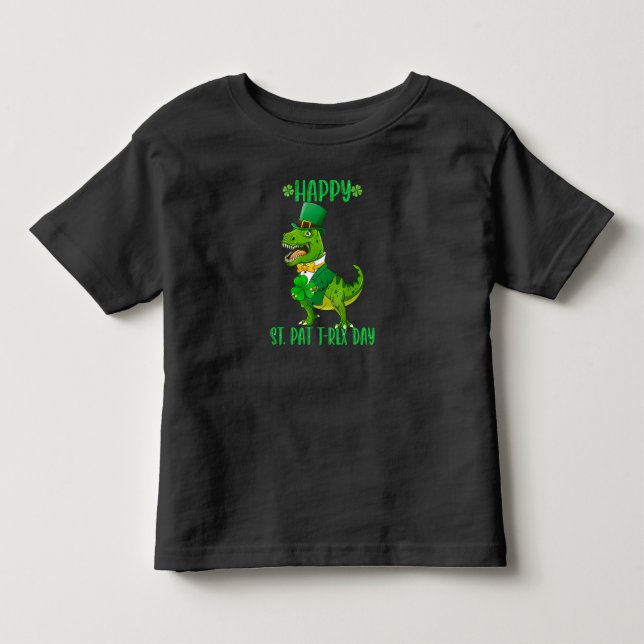 Glad St Pat Trex Dag Dinosaur Bebis St Patricks T Shirt (Framsida)