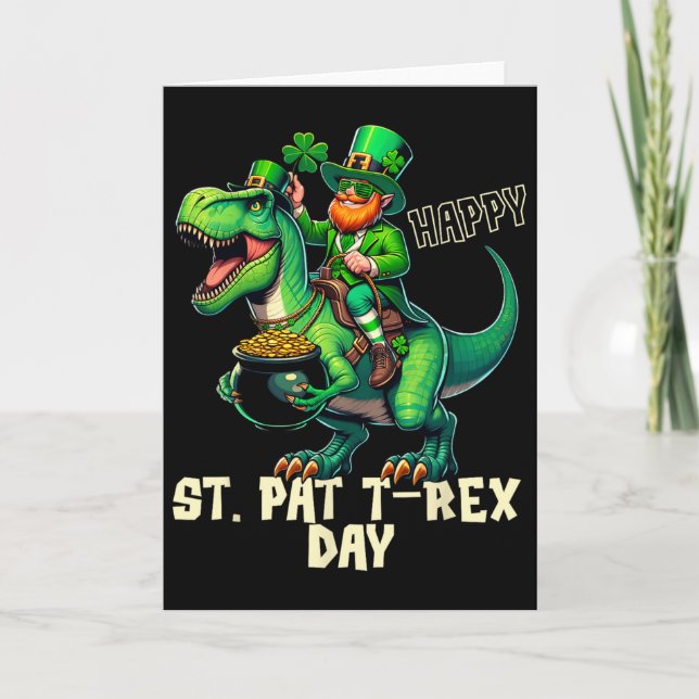 Glad St. Pat Trex Dag Dinosaur Pojkar St Pat Kort (Framsida)