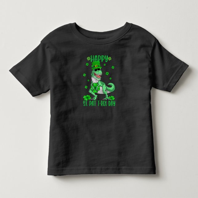 Glad St Pat Trex Dag Dinosaur Småbarn St Patricks T Shirt (Framsida)