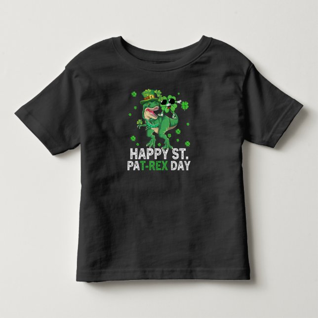 Glad St Pat Trex Dag Dinosaur Småbarn St Patricks T Shirt (Framsida)