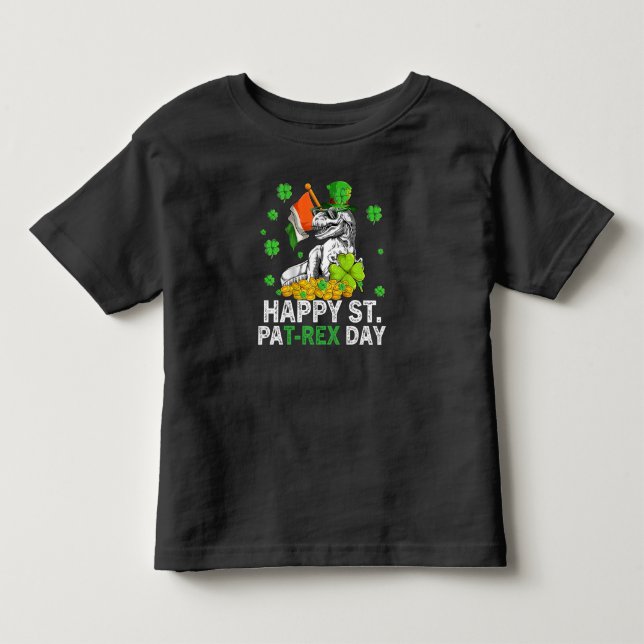 Glad St Pat Trex Dag Dinosaur Småbarn St Patricks T Shirt (Framsida)