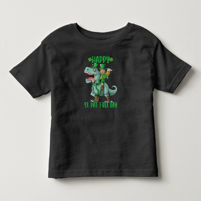 Glad St Pat Trex Dag Dinosaur Småbarn St Patricks T Shirt (Framsida)
