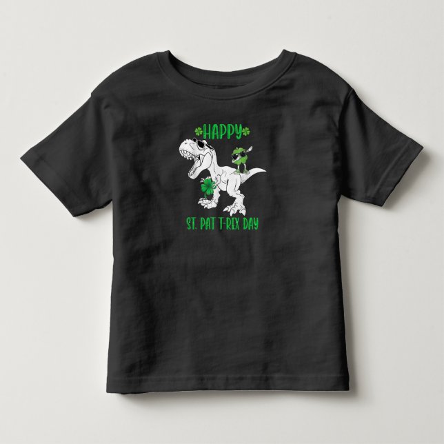 Glad St Pat Trex Dag Dinosaur Småbarn St Patricks T Shirt (Framsida)