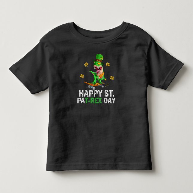 Glad St Pat Trex Dag Dinosaur Småbarn St Patricks T Shirt (Framsida)