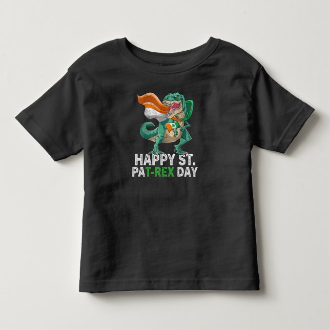 Glad St Pat Trex Dag Dinosaur Småbarn St Patricks T Shirt (Framsida)