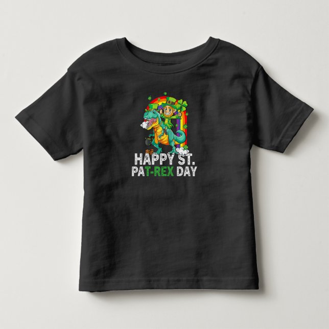 Glad St Pat Trex Dag Dinosaur Småbarn St Patricks T Shirt (Framsida)