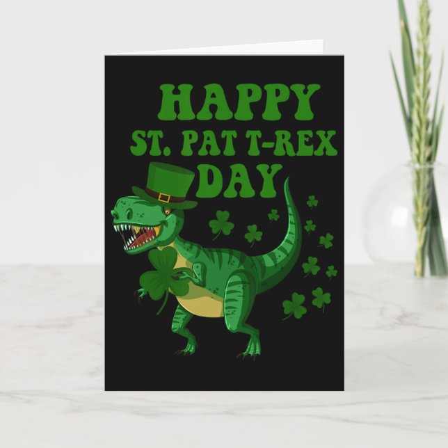 Glad St Pat Trex Dag Dinosaur St Patrick Dag Sha Kort (Framsida)