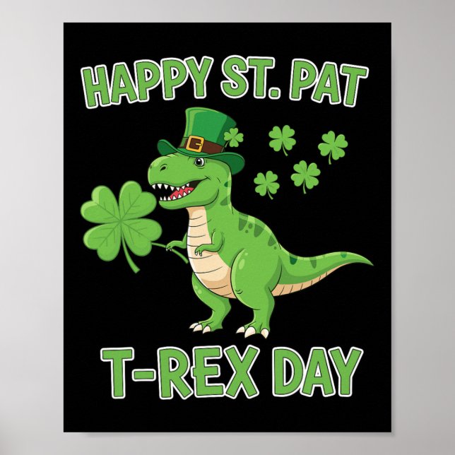 Glad St Pat Trex Dag Rolig Dinosaur Shamrock Tur Poster (Framsidan)