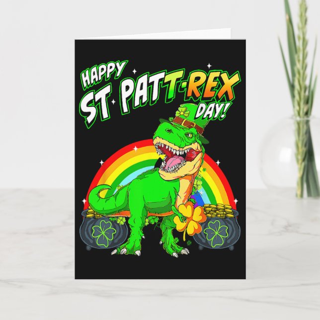 Glad St Pat Trex Dag St Patricks Dag Söt Dinosau Kort (Framsida)