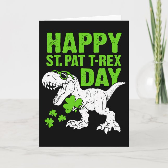 Glad St Pat Trex Dag St Patricks Dinosaur Småbarn Kort (Framsida)