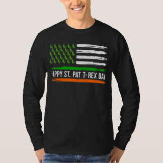 Glad St Pat Trex-dagen Flagga Rex Dinosaur Leprec T Shirt