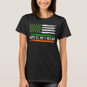 Glad St Pat Trex-dagen Flagga Rex Dinosaur Leprec T Shirt