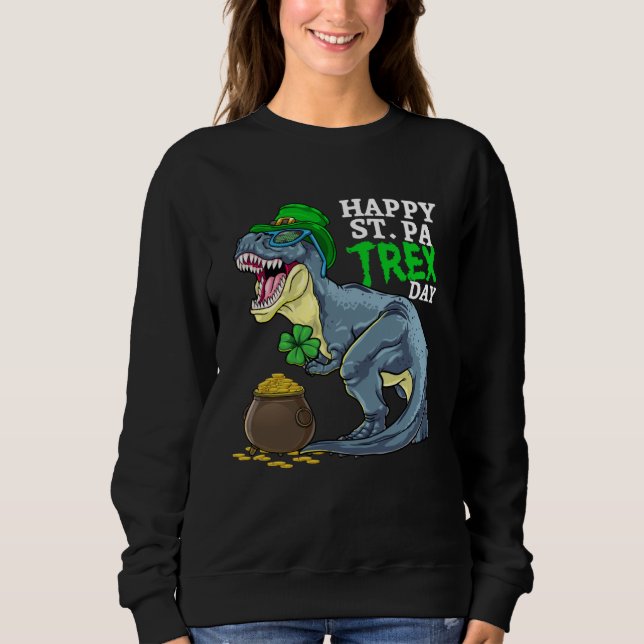 Glad St PaTRex Dinosaur Saint Patrick s Day Pojkar T Shirt (Framsida)