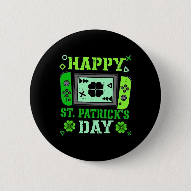 Glad St Patrick Dag Lucky Gamer Paddys Gaming Pojk Knapp (Framsida)