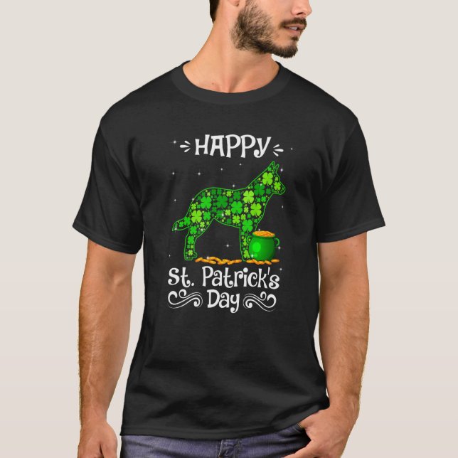 Glad St Patrick S dag Australian Cattle Dog Shamro T Shirt (Framsida)