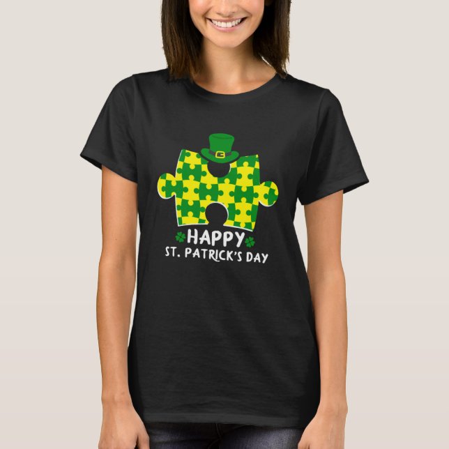Glad St Patrick s dag Autism T Shirt (Framsida)