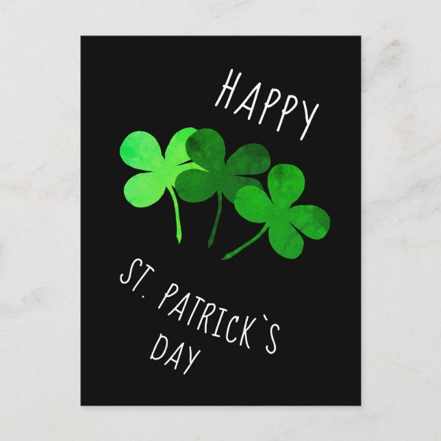 Glad St. Patrick`s dag Gröna Shamrocks Vykort (Framsida)