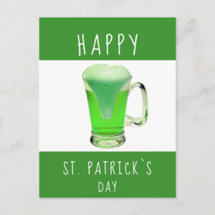 Glad St. Patrick`s dag Grönt Öl Vykort