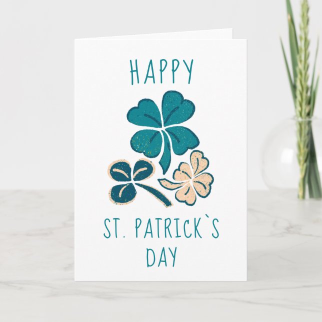 Glad St. Patrick`s dag Klöver Shamrock Teckning Kort (Framsida)