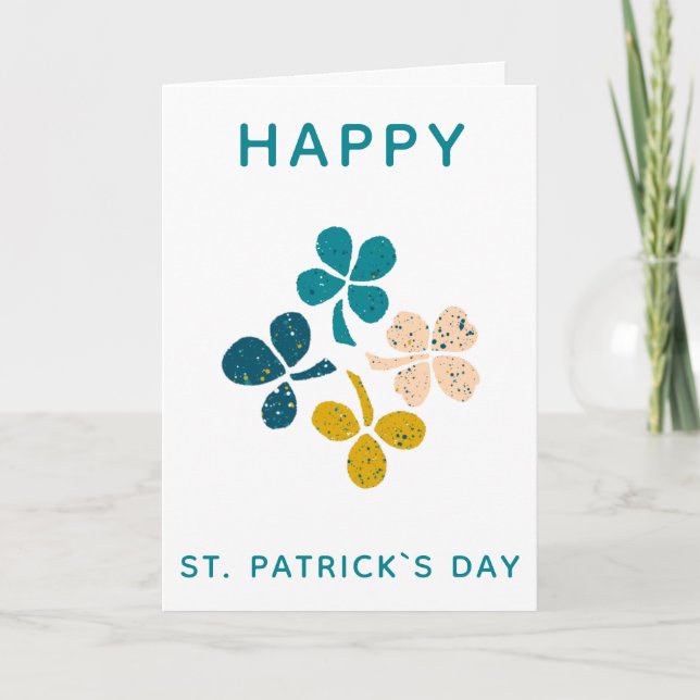 Glad St. Patrick`s dag Klöver Shamrock Teckning Kort (Framsida)