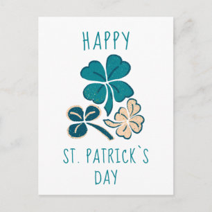 Glad St. Patrick`s dag Klöver Shamrock Teckning Vykort