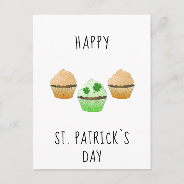 Glad St. Patrick`s dag Muffins och Shamrock Vykort (Framsida)