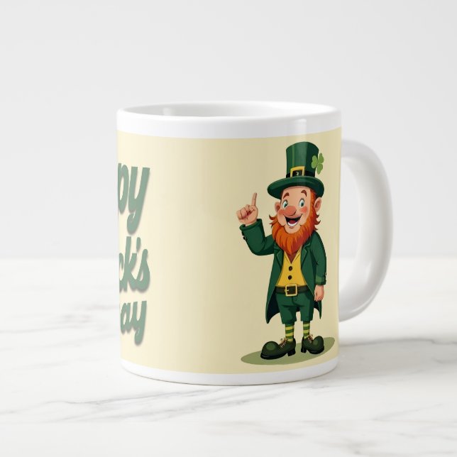 Glad St. Patrick’s dag Söt tomte Jumbo Mugg (Framsida höger)