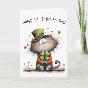Glad St. Patrick’s Day Katt - Kitty Hälsningar Kort