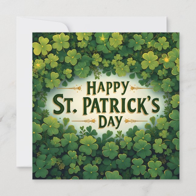 Glad St. Patrick’s Day-klöverkonst Anteckningskort (Framsida)