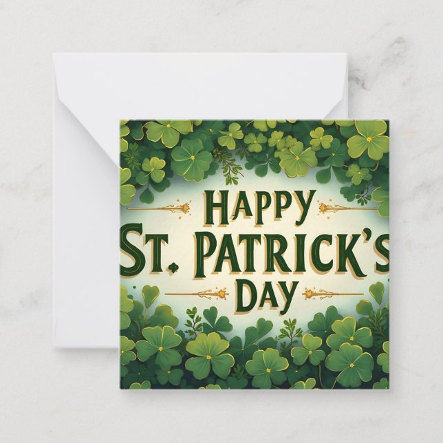 Glad St. Patrick’s Day-klöverkonst Anteckningskort (Framsida)