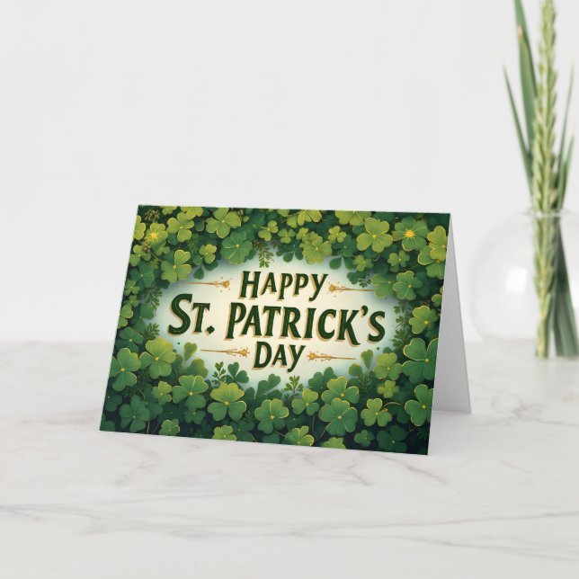 Glad St. Patrick’s Day-klöverkonst Kort (Framsida)