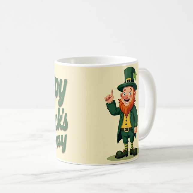 Glad St. Patrick’s Day Söt Leprechaun Kaffemugg (Framsida höger)