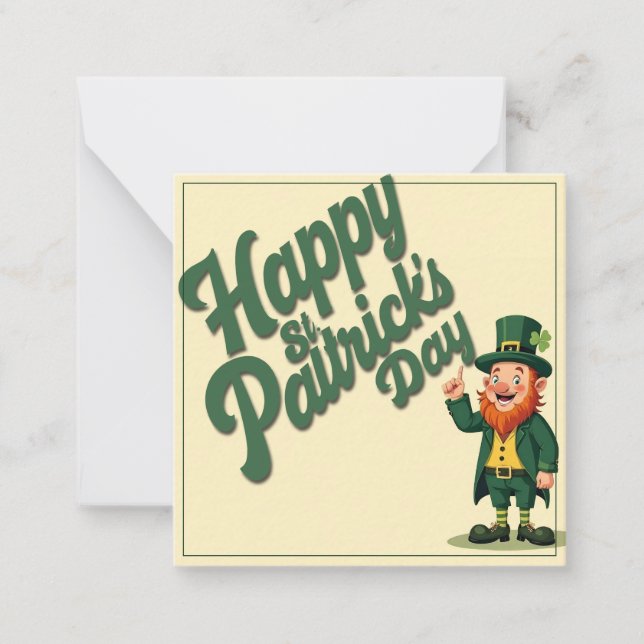 Glad St. Patrick’s Day Söt Tomte Anteckningskort (Framsida)