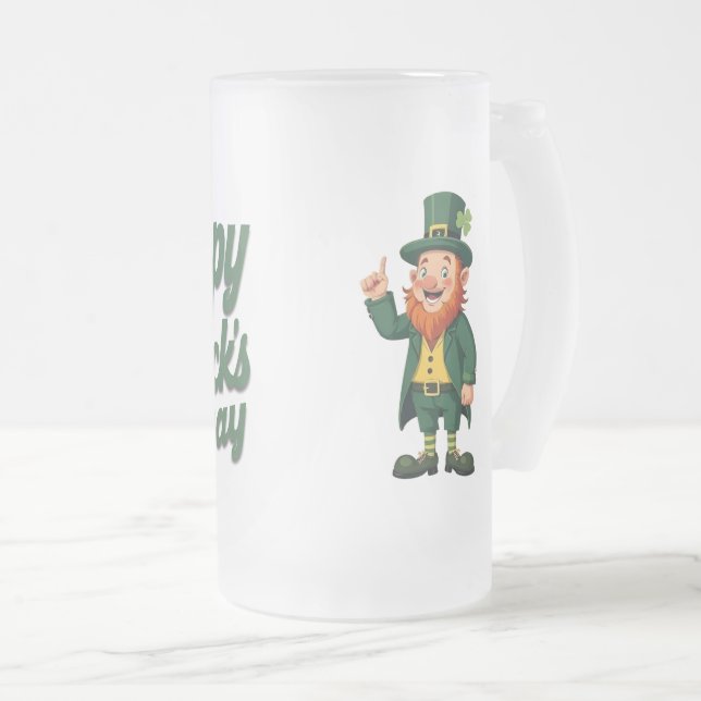 Glad St. Patrick’s Day Söt Tomte Frostat Ölglas (Framsida höger)