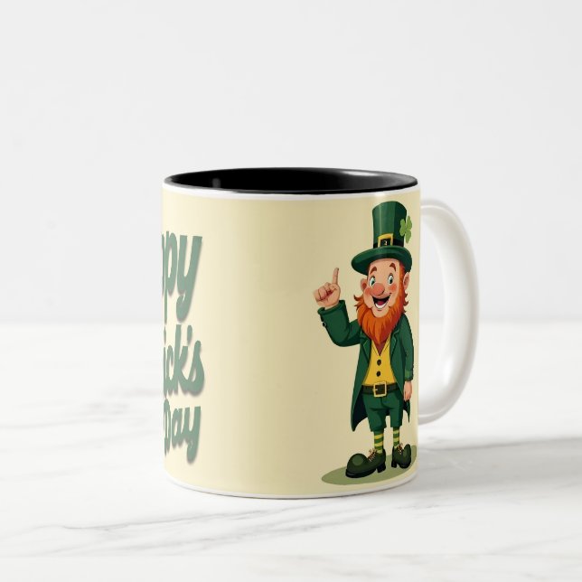 Glad St. Patrick’s Day Söt Tomte Två-Tonad Mugg (Framsida höger)