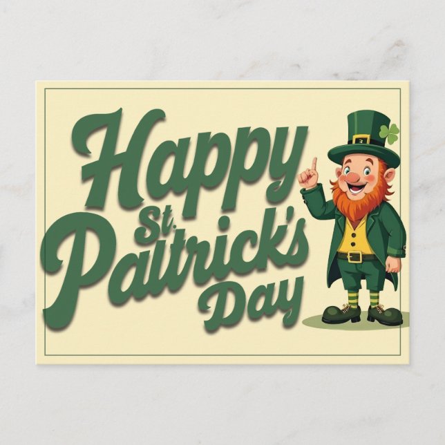 Glad St. Patrick’s Day Söt Tomte Vykort (Framsida)