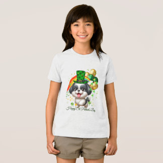 Glad St. Patrick's Barn T-shirt med tryck på baksi