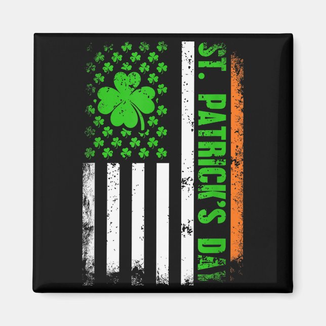Glad St. Patricks dag amerikansk flagga shamrock i Magnet (Framsidan)
