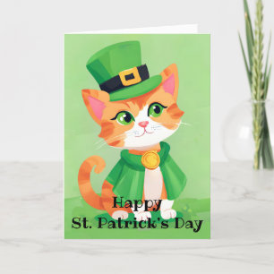 Glad St. Patricks dag Busig Katt Julkort Helgkort