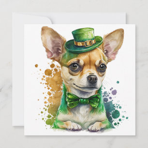 Glad St. Patricks dag chihuahua valp Julkort