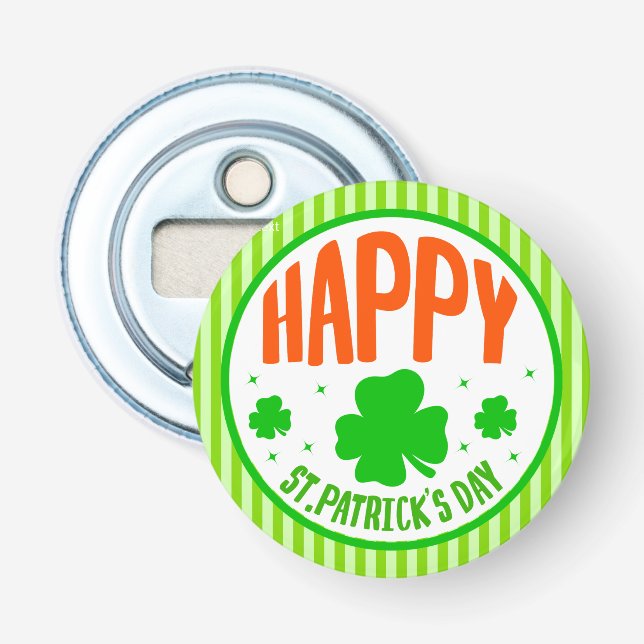 Glad St. Patricks dag Cirkel Design Flasköppnare (Framsidan)