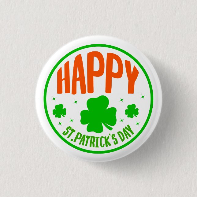 Glad St. Patricks dag Cirkel Design Knapp (Framsida)