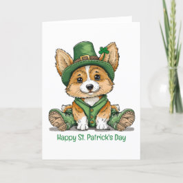 Glad St. Patricks dag Corgi Hund Helgkort