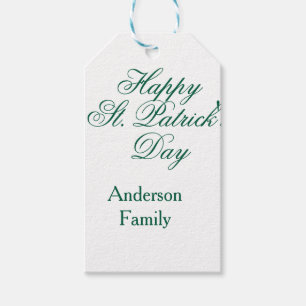 Glad St. Patricks dag familjenamn grön minimal Presentetikett
