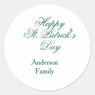 Glad St. Patrick's dag familjenamn grön minimal Runt Klistermärke