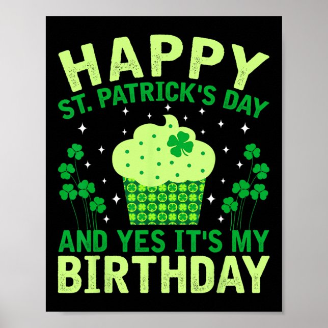 Glad St Patricks dag födelsedag Saint Paddys Kvinn Poster (Framsidan)
