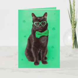 Glad St. Patricks dag för alla svarta katter Helgkort