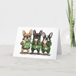 Glad St. Patricks dag Franska Bulldoggar Helgkort